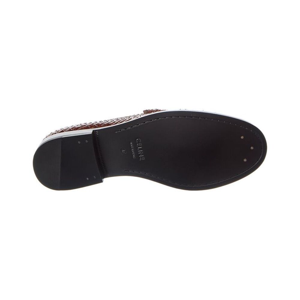 Celine Loco Triomphe Python-Embossed Patent Loafer, Brown - Picture 4 of 5